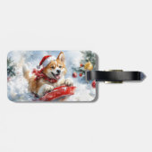 雪のクリスマスを過ごす秋田犬 ラゲッジタグ (裏面横)