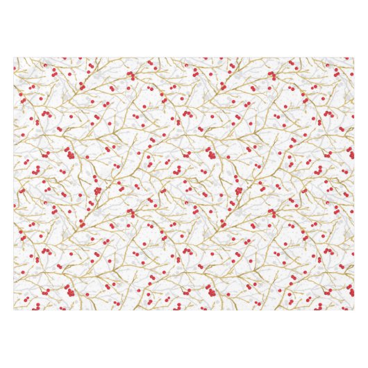 雪のクリスマスウィンターベリーの休日 テーブルクロス (正面(横))