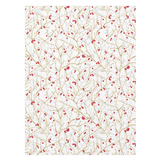 雪のクリスマスウィンターベリーの休日 テーブルクロス (正面)