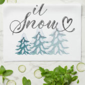雪のクリスマスエレガントの水彩アート キッチンタオル (折り畳み)