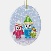 雪のクリスマスオーナメントの小さなフクロウ セラミックオーナメント (右)