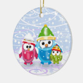 雪のクリスマスオーナメントの小さなフクロウ セラミックオーナメント (左)
