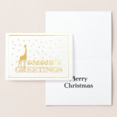 雪のクリスマスカードにキリン 箔カード (ディスプレー)