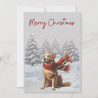 雪のクリスマスカードにゴールデンレトリバー シーズンカード