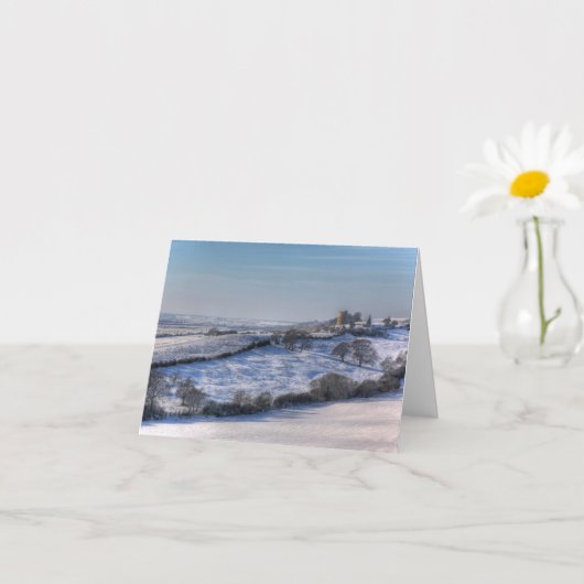 雪のクリスマスカードにハドリー城 カード (小さな植物)