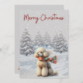 雪のクリスマスカードにプードル シーズンカード (正面/裏面)