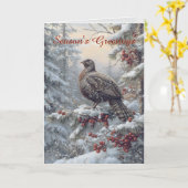 雪のクリスマスカードに野生のトルコ カード (黄色い花)