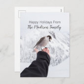 雪のクリスマスカードの冬の鳥 シーズンポストカード (正面/裏面)