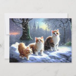 雪のクリスマスカードの猫 シーズンカード