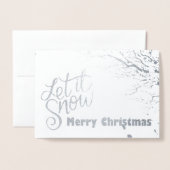 雪のクリスマスカード 箔カード (封筒付き正面)