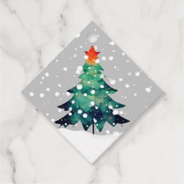 雪のクリスマスギフトタグのクリスマスツリー フェイバータグ