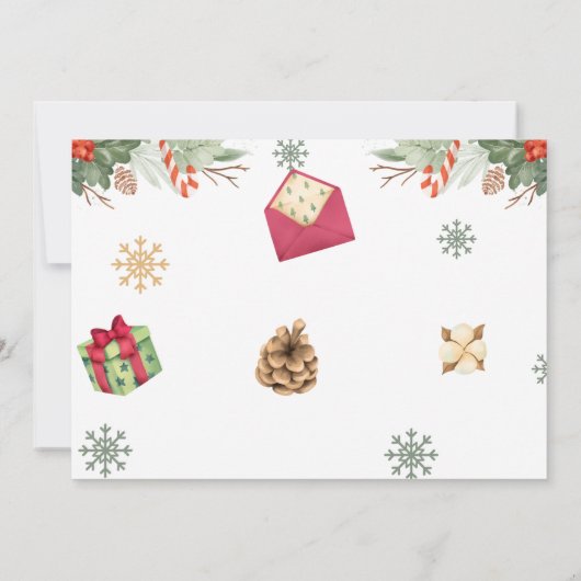 雪のクリスマスクッキーとココアの誕生日写真 招待状 (裏面)