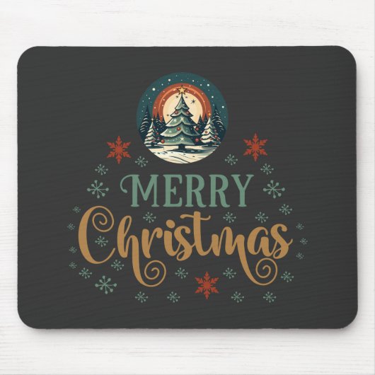 雪のクリスマスクリスマスグローブ マウスパッド (正面)