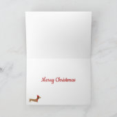 雪のクリスマスグリーティングを通してダックスシュント サンキューカード (内部)