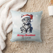 雪のクリスマスサンタキュート雪ヒョウの子 クッション (ブランケット)