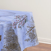 雪のクリスマスシーンで冬のキャビン鹿 テーブルクロス (インサイチュ)