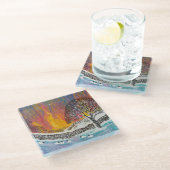 雪のクリスマスシーンホリデー ガラスコースター (アングル)