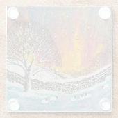 雪のクリスマスシーンホリデー ガラスコースター (裏面)