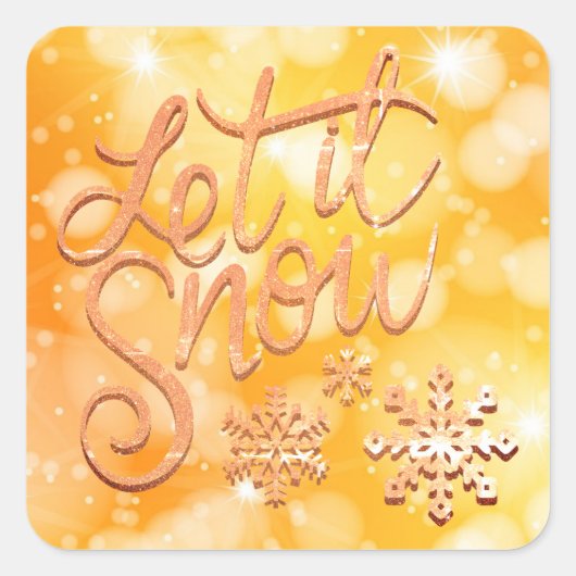 雪のクリスマスステッカーを渡す スクエアシール (正面)