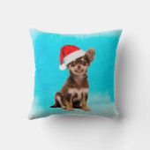 雪のクリスマスチワホアドッグ帽子をかぶって クッション (裏面)