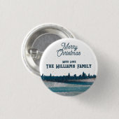 雪のクリスマスツリーとメリークリスマス 缶バッジ (正面&裏面)