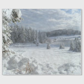 雪のクリスマスツリーのシーンラッピング紙 ラッピングペーパー (フラット)