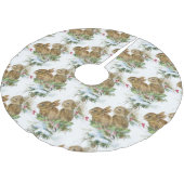 雪のクリスマスツリーのスカートのバニーそして鳥 ブラッシュドポリエステルツリースカート (アングル)