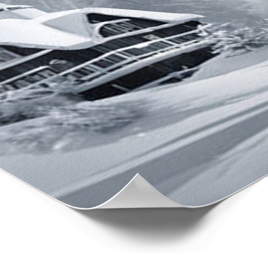 雪のクリスマスツリーデジタルクリスマスウォールアート ポスター (角)