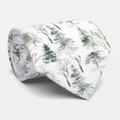 雪のクリスマスツリーパターン ネクタイ (ロール)