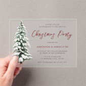雪のクリスマスツリーフェスティバルクリスマスパーティー アクリル招待状 (インサイチュ (ポータブル))
