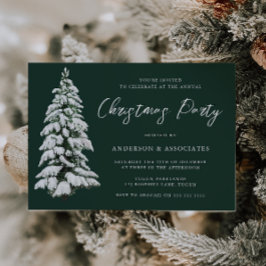 雪のクリスマスツリーフェスティバルグリーンクリスマスパーティー 招待状