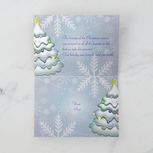 雪のクリスマスツリー写真フレームカード シーズンカード (内部)