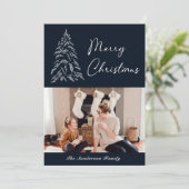 雪のクリスマスツリー写真海軍 シーズンカード (スタンド正面)