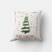 雪のクリスマスツリー、グリーティングカード2022 クッション (裏面)
