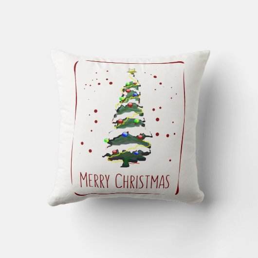 雪のクリスマスツリー、グリーティングカード2022 クッション (裏面)