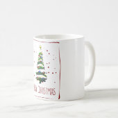 雪のクリスマスツリー、グリーティングカード2022 コーヒーマグカップ (正面右)