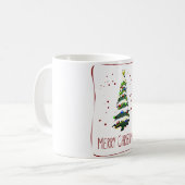 雪のクリスマスツリー、グリーティングカード2022 コーヒーマグカップ (正面左)
