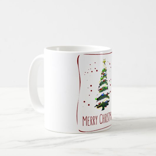 雪のクリスマスツリー、グリーティングカード2022 コーヒーマグカップ (正面左)