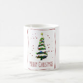 雪のクリスマスツリー、グリーティングカード2022 コーヒーマグカップ (中央)