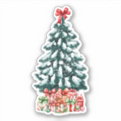 雪のクリスマスツリー シール (正面)