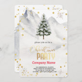 雪のクリスマスツリー、ダイヤモンドと雪片 招待状 (正面/裏面)