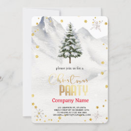 雪のクリスマスツリー、ダイヤモンドと雪片 招待状