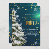 雪のクリスマスツリー、ダイヤモンドと雪片 招待状 (正面/裏面)