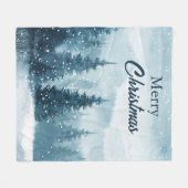 雪のクリスマスツリー  フリースブランケット (正面(横))
