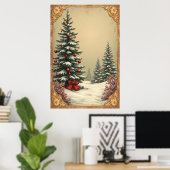雪のクリスマスツリー ポスター (ホームオフィス)