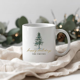 雪のクリスマスツリー 名前入り コーヒーマグカップ