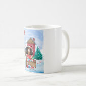 雪のクリスマスドッグハウスに入ったキャバリエのキングドッグ コーヒーマグカップ (正面右)