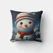 雪のクリスマスナイトの喜びのお祝い クッション (正面)