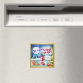 雪のクリスマスノームとサンタのそりギフト マグネット (インサイチュ (食洗機))