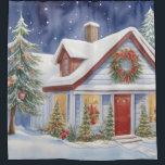 雪のクリスマスハウス冬絵画の水彩 シャワーカーテン<br><div class="desc">雪のクリスマスハウス冬の水絵画色Zazzleまたはそのパートナーによって印刷され、出荷。</div>